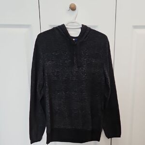 Men's Black Hooded Sweater - Classic Knit Pullover